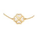 Gold-Tone Cubic Zirconia & Mother-of-Pearl Flower Link Bracelet