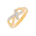 Diamond Accent Cross and Infinity Ring in 14K Gold Plate