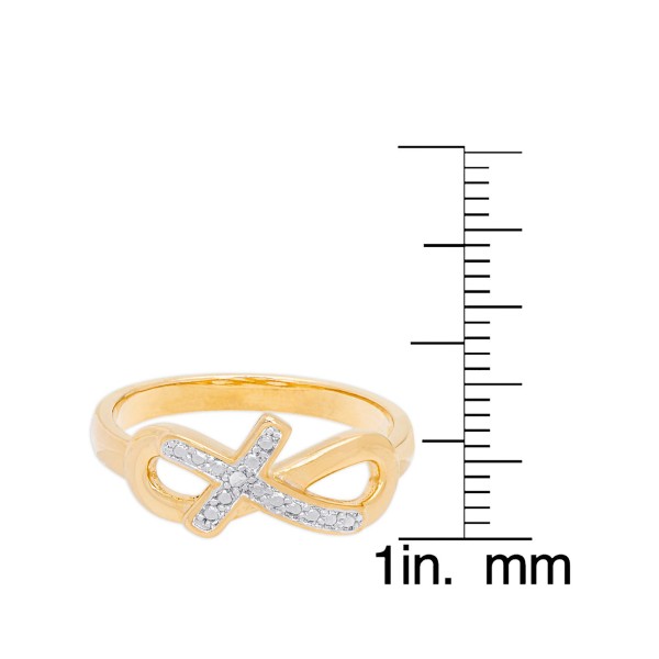 Diamond Accent Cross and Infinity Ring in 14K Gold Plate