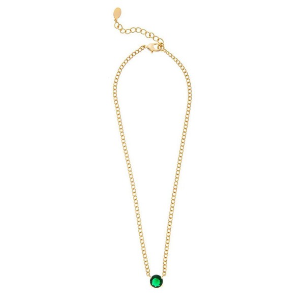 Emerald Crystal Solitaire Pendant Necklace