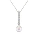 Cultured Freshwater Pearl 7-7.5mm and Diamond 1/5 ct Pendant