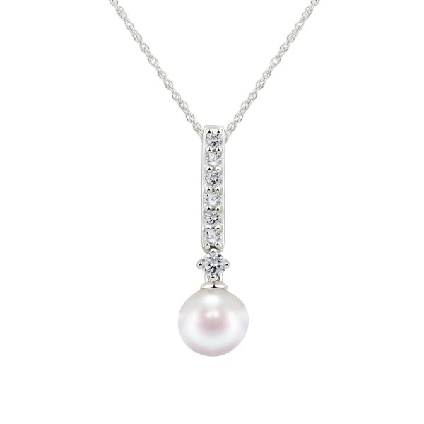 Cultured Freshwater Pearl 7-7.5mm and Diamond 1/5 ct Pendant