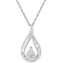 Diamond Teardrop Swirl Pendant Necklace (1/4 ct. t.w.) in Sterling Silver