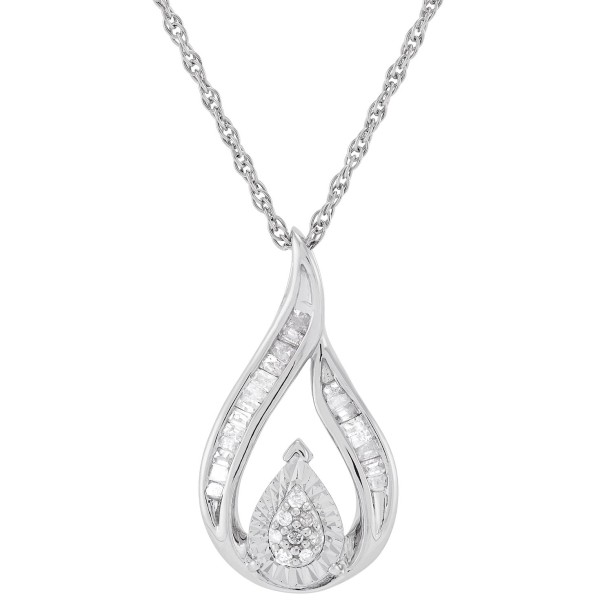 Diamond Teardrop Swirl Pendant Necklace (1/4 ct. t.w.) in Sterling Silver