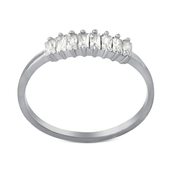 Cubic Zirconia Horizontal Cluster Ring in Sterling Silver