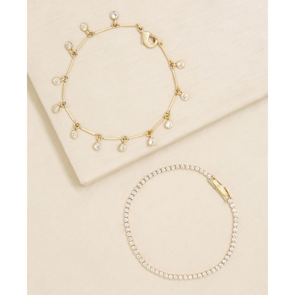 Crystal Droplet Chain Women's Bracelet Set