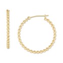 Polished Beaded Tube Small Hoop Earrings in 10k Gold, 25mm