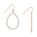 Crystal Pavé Open Teardrop Drop Earrings in 10k Gold