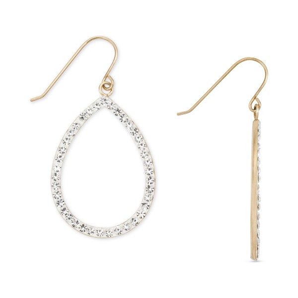 Crystal Pavé Open Teardrop Drop Earrings in 10k Gold