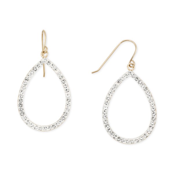 Crystal Pavé Open Teardrop Drop Earrings in 10k Gold