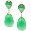 Dyed Green Jade Drop Earrings in 14K Yellow Gold-Plated Sterling Silver