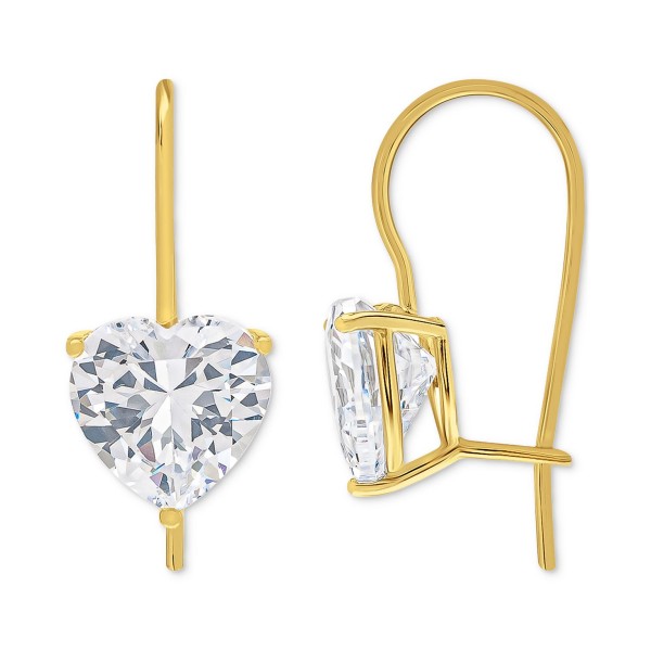 White Sapphire Heart Drop Earrings (6-1/5 ct. t.w.) in 14k Gold-Plated Sterling Silver