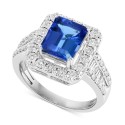 Tanzanite (2-1/10 ct. t.w.) & Diamond (1/2 ct. t.w.) Halo Ring Ring in 14k White Gold