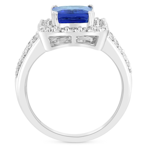 Tanzanite (2-1/10 ct. t.w.) & Diamond (1/2 ct. t.w.) Halo Ring Ring in 14k White Gold