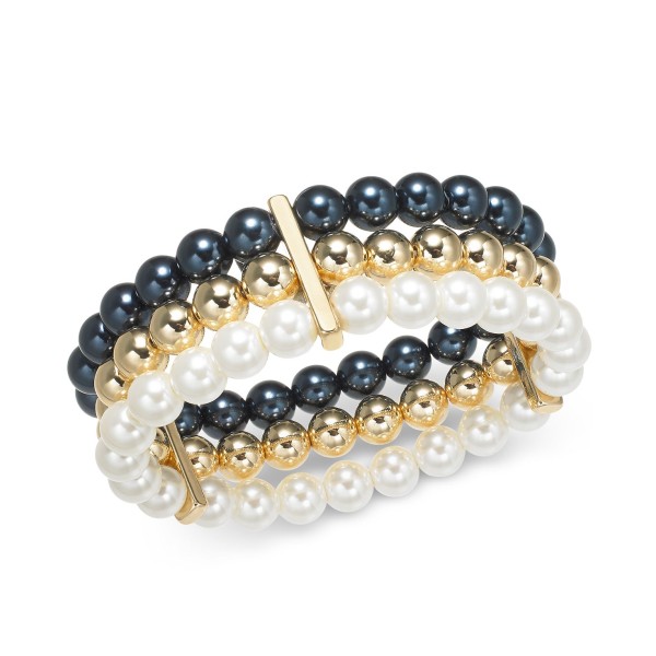 Multi-Imitation Pearl Triple-Row Stretch Bracelet