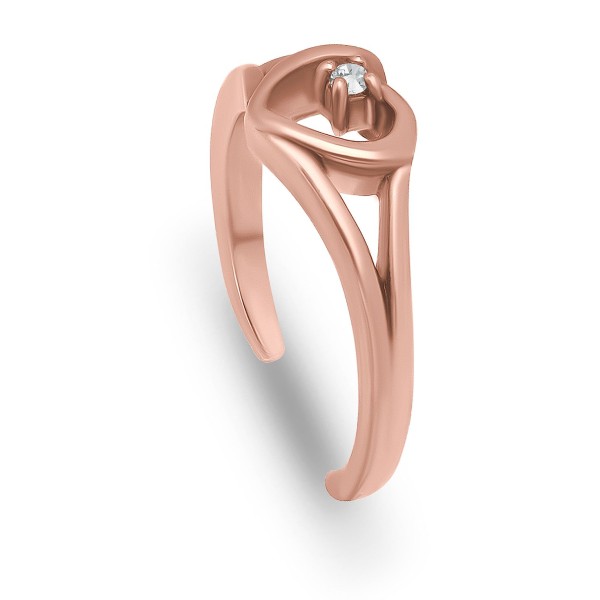 Cubic Zirconia Heart 18K Rose Gold and Gold Over Silver, Sterling Silver Toe Ring