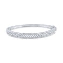 Diamond Round & Baguette Bangle Bracelet (1 ct. t.w.) in 14k White Gold