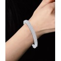 Diamond Round & Baguette Bangle Bracelet (1 ct. t.w.) in 14k White Gold