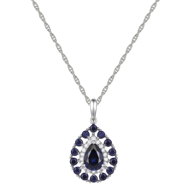 Sapphire (1-1/2 ct. t.w.) & Diamond (1/10 ct. t.w.) Teardrop 18