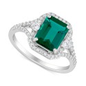 Emerald (2-1/10 ct. t.w.) and White Sapphire (3/8 ct. t.w.) Ring in Sterling Silver