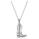 Cubic Zirconia Cowboy Boot Pendant in Sterling Silver