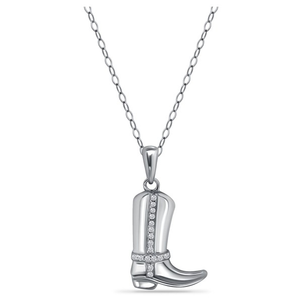 Cubic Zirconia Cowboy Boot Pendant in Sterling Silver