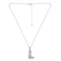 Cubic Zirconia Cowboy Boot Pendant in Sterling Silver