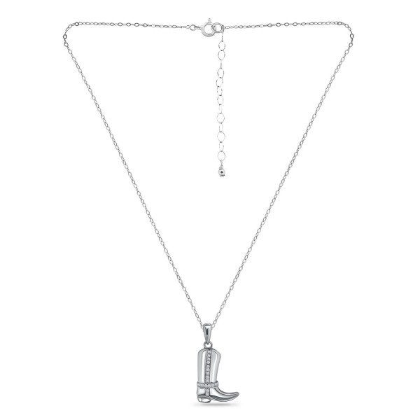 Cubic Zirconia Cowboy Boot Pendant in Sterling Silver