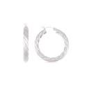 2-Pc. Set Rope and Satin Finish Round Hoop Earrings in 14k Gold-Plated Sterling Silver and Sterling Silver