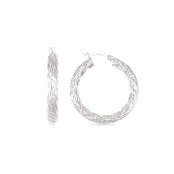 2-Pc. Set Rope and Satin Finish Round Hoop Earrings in 14k Gold-Plated Sterling Silver and Sterling Silver