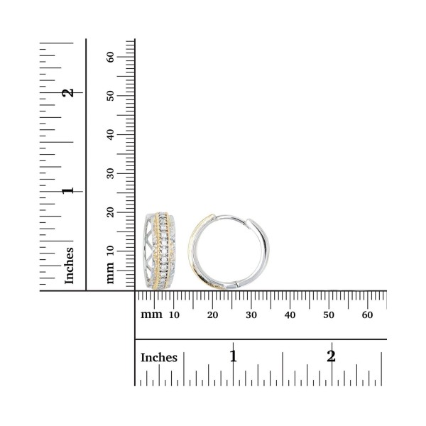 Cubic Zirconia Two-Tone Diamond-Cut Side Hoop Earrings