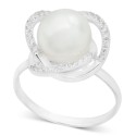 Silver-Tone Pavé & Imitation Pearl Statement Ring