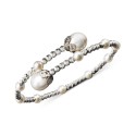 Pearl Bracelet, Sterling Silver Cultured Freshwater Pearl (4-1/2mm and 8-1/2mm) Sparkle Bead Cuff Bracelet