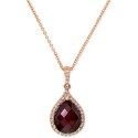 Garnet (4-1/5 ct. t.w.) and Diamond (1/8 ct. t.w.) Pear Pendant in 14k Rose Gold