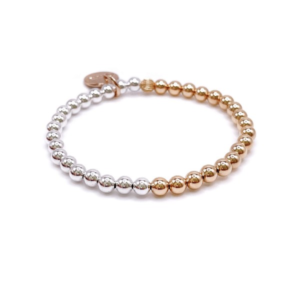 Non-Tarnishing Gold Filled, 5mm Gold Ball and Sterling Silver Bracelet