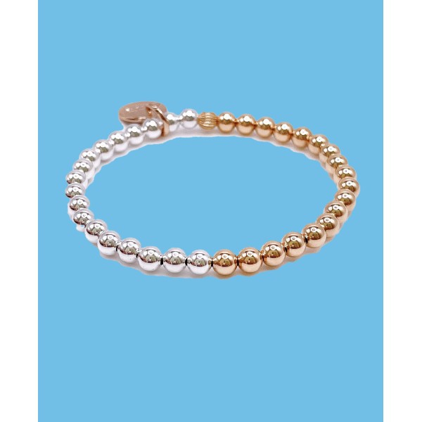 Non-Tarnishing Gold Filled, 5mm Gold Ball and Sterling Silver Bracelet