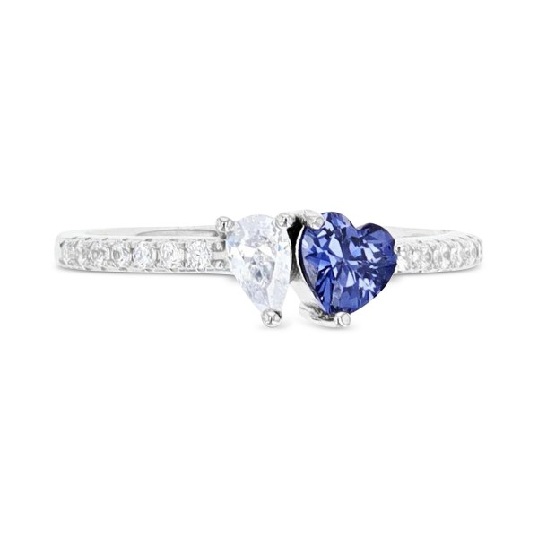 Cubic Zirconia Heart & Pear Two-Stone Ring