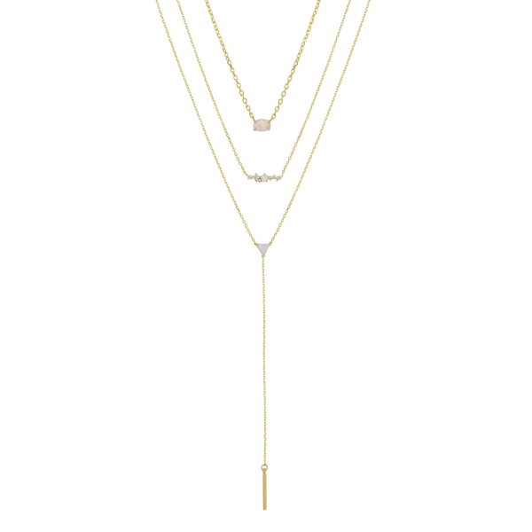 Layered Opal Lariat Necklace, Set of 3