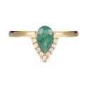 2-Pc. Set Emerald (5/8 ct. t.w.) & White Topaz (1/20 ct. t.w.) V Halo Ring & Fitted Band in Gold-Plated Sterling Silver