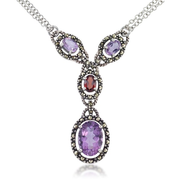 Amethyst (5-1/2 ct. t.w.) & Garnet (1 ct. t.w.) Marcasite Lariat 16