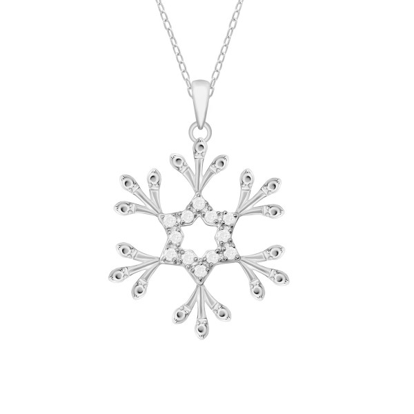 Diamond Snowflake Pendant Necklace (1/10 ct. t.w.) In Sterling Silver