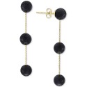 Onyx (6mm) Triple Drop Earrings in 14k Gold