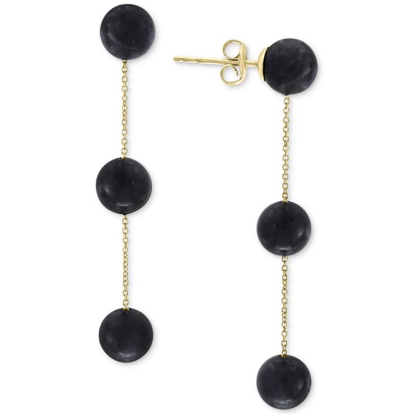 Onyx (6mm) Triple Drop Earrings in 14k Gold