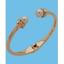 Gold-Tone Knot & Imitation Pearl Cuff Bracelet