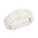 Gold-Tone Imitation Pearl Triple-Row Stretch Bracelet