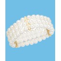 Gold-Tone Imitation Pearl Triple-Row Stretch Bracelet