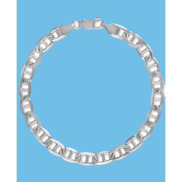 Flat Mariner Link Chain Bracelet in Sterling Silver