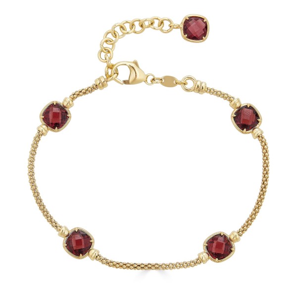 Rhodolite Garnet Popcorn Link Bracelet (4 ct. t.w.) in 14k Gold-Plated Sterling Silver