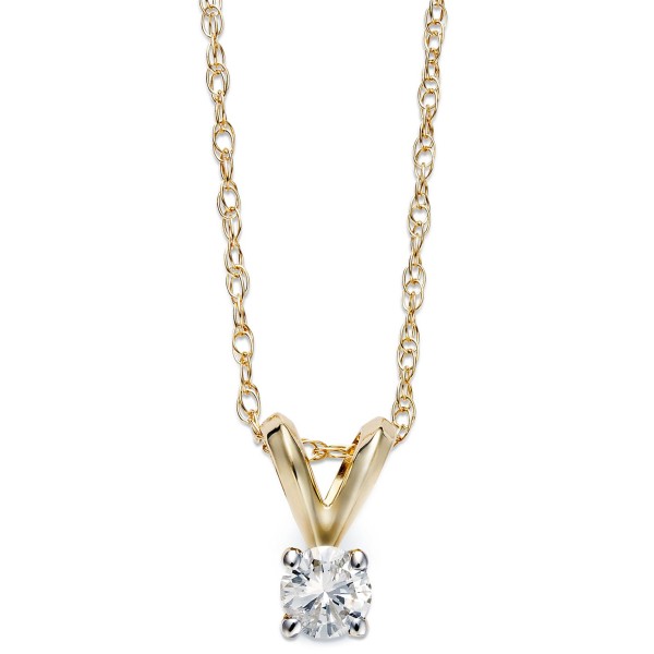 Round-Cut Diamond Pendant Necklace in 10k Yellow or White Gold (1/10 ct. t.w.)