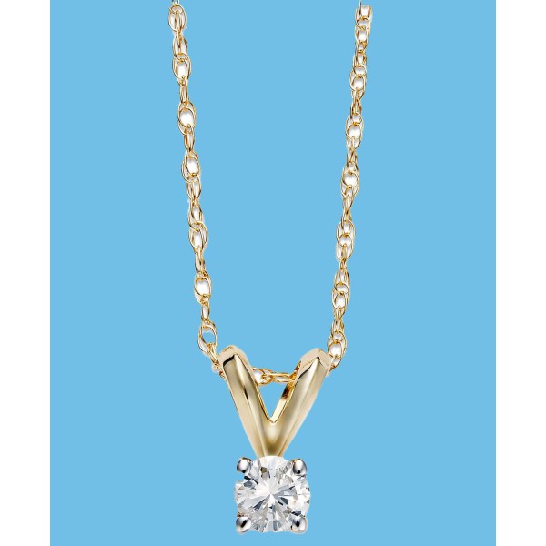 Round-Cut Diamond Pendant Necklace in 10k Yellow or White Gold (1/10 ct. t.w.)